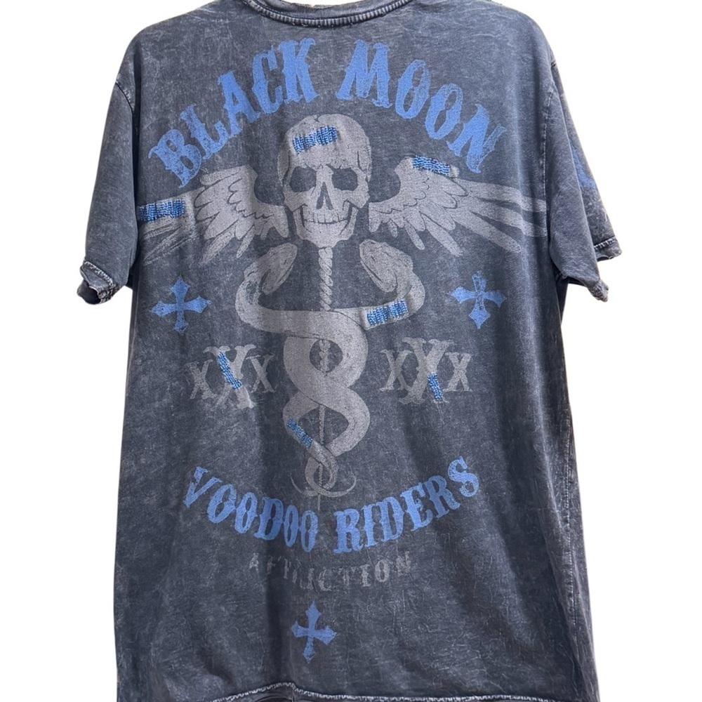 Affliction Men's Graphic Tee Voodoo Riders Blue Large